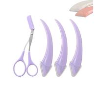 Beginner's Safety Eyebrow Razor,Stainless Steel Crescent Blade with Micro-Guard,Portable Crescent Eyebrow Makeup Trimmer, Easy Eyebrow Shaping Women Makeup Tools (3PCS-Purple)