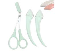 Beginner's Safety Eyebrow Razor,Stainless Steel Crescent Blade with Micro-Guard,Portable Crescent Eyebrow Makeup Trimmer, Easy Eyebrow Shaping Women Makeup Tools (2PCS-Green)