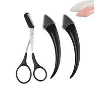 Beginner's Safety Eyebrow Razor,Stainless Steel Crescent Blade with Micro-Guard,Portable Crescent Eyebrow Makeup Trimmer, Easy Eyebrow Shaping Women Makeup Tools (2PCS-Black)