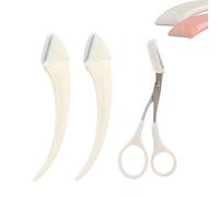 Beginner's Safety Eyebrow Razor,Stainless Steel Crescent Blade with Micro-Guard,Portable Crescent Eyebrow Makeup Trimmer, Easy Eyebrow Shaping Women Makeup Tools (2PCS-White)
