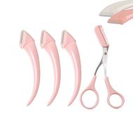 Beginner's Safety Eyebrow Razor,Stainless Steel Crescent Blade with Micro-Guard,Portable Crescent Eyebrow Makeup Trimmer, Easy Eyebrow Shaping Women Makeup Tools (3PCS-Pink)