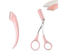 Beginner's Safety Eyebrow Razor,Stainless Steel Crescent Blade with Micro-Guard,Portable Crescent Eyebrow Makeup Trimmer, Easy Eyebrow Shaping Women Makeup Tools (1PCS-Pink)