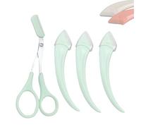 Beginner's Safety Eyebrow Razor,Stainless Steel Crescent Blade with Micro-Guard,Portable Crescent Eyebrow Makeup Trimmer, Easy Eyebrow Shaping Women Makeup Tools (3PCS-Green)