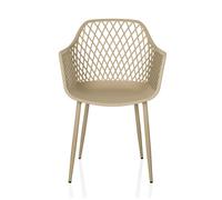 hjh LIVING sedia a guscio con braccioli, resistente alle intemperie BEGIO L sedia in plastica per interni ed esterni per giardino, patio o sala da pranzo, beige