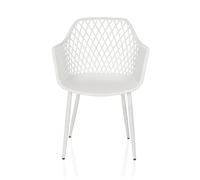 hjh LIVING sedia a guscio con braccioli, resistente alle intemperie BEGIO L sedia in plastica per interni ed esterni per giardino, patio o sala da pranzo, bianca