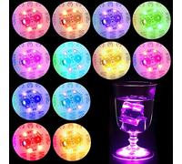 Begonia 12 sottobicchieri a LED, 8 modalità di luce, sottobicchieri colorati, adesivi luminosi, luci d'atmosfera, 6 cm, per feste, bar, matrimoni, Natale