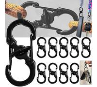 Begpoee 10 Pezzi Moschettoni a Forma di S, Moschettone con Gancio A S, Moschettoni da Campeggio S, S Forma Moschettone, Per Alpinismo, Escursionismo e Ciclismo (Nero)