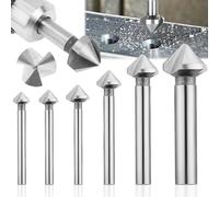 Begpoee 6 Pezzi Trapano a Smusso HSS, Punta Da Trapano per Svasatore, Svasatore Conico 90°, Punta Trapano per Svasatore Titanio Rivestito, Per Acciaio Al Carbonio, PVC, Tavole Di Legno(Argento)