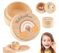 Begpoee Scatola Porta Dentini da Latte da Legno, Scatolina Dentini da Latte Bambino per le Ragazze, Contenitore per Denti da Latte con Motivo Carino, Scatola per Denti da Latte(5 x 5 x 3,3 cm)
