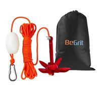 BeGrit Kit di Ancora Barca Kayak Pieghevole 0,7 kg Ancoraggio in Acciaio al Carbonio Ancorotto con Cima Grapnel Anchor per Canoe Jet Ski SUP Paddle Board con Corda da 10m e Borsa con Cordoncino