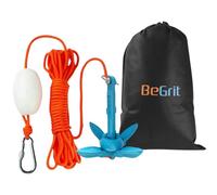 BeGrit Kit di Ancora Barca Kayak Pieghevole 0,7 kg Ancoraggio in Acciaio al Carbonio Ancorotto con Cima Grapnel Anchor per Canoe Jet Ski SUP Paddle Board con Corda da 10m e Borsa con Cordoncino