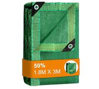 BeGrit Sun panno parasole Verde con tessitura a rete, resistente ai raggi UV e protettivo per fiori e piante da giardino 50% di ombreggiatura 1,8m x 3m