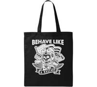 Behave Like A Bastard United States of America Piston Skulls Graphic Natural Ecological Cotton Tote Bag Nero, Nero , Taglia unica