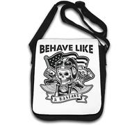 Behave Like A Bastard United States of America Piston Skulls Graphic Shoulder Bag Bianco, bianco, Taglia unica