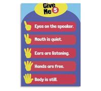Behavior Poster Give Me Five Canvas Wall-Art Living Room Decor | Simple behaviour management tool works for classrooms counselling offices homes (Unframed,08x12inch(20x30cm))