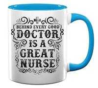 Behind Every Good Doctor is A Great Nurse - Tazza da tè e caffè in ceramica, colore: Azzurro