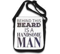 Behind This Beard is A Handsome Man Slogan Borsa a tracolla bianca, bianco, Taglia unica