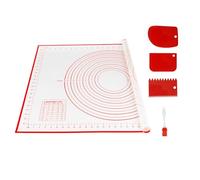 Behiruch 70 x 50cm Spianatoia Per Impastare Silicone, 3 Raschietti+ 1 Spazzola Tappetino Silicone Cucina Impastare Antiscivolo, Spianatoia Silicone per Pasta, Pizza, Pasticcino
