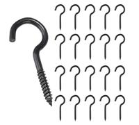 Behiruch Gancio a Vite Multiuso, 20 Pezzi Ganci da Avvitare in Acciaio al Carbonio, Ganci a Soffitto Grande, Ganci Avvitabili per Amache, Poltrona Sospesa, Cavi Fissi, Tende da Sole(Nero)