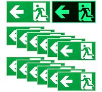 Behogan 12 cartelli per uscita di emergenza: 300 x 150 mm, segnale di emergenza, extra luminoso, segnale di uscita di emergenza, freccia a sinistra, riflettente, segnale di fuga (verso sinistra)