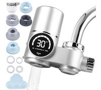 Behogan Filtro acqua rubinetto con indicatore LED, filtro in acciaio inox con filtro, rimozione di cloro e metalli pesanti e sterilizzazione UV, filtro acqua potabile per cucina, animali domestici