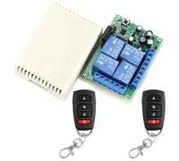 Behogan Interruttore radiocomandato, 220 V, 10 A, 433.92 MHZ, 4 canali, ricevitore RF relè con 2 trasmettitori, codice di apprendimento RF radiocomandato, telecomando per luce, porta del garage