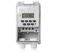 Behogan Interruttore relè orario programmabile, 220 V 10 A, timer digitale, timer intelligente, timer digitale LCD con copertura impermeabile trasparente, timer a parete