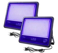 Behogan Luce UV nera: 2 luci LED da 150 W, IP66, impermeabili, 385 - 400 NM, luce nera, per feste, eventi all'aperto, feste di colore nero, feste (230 x 170 x 28 mm)