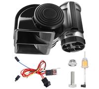 Behogan LWK Clacson 12 V, Air Horn Kit 12 V, 130 db, Kit per auto Horns con cablaggio, Super rumoroso Air Horn, corno di lumaca, clacson forte per auto, aria elettrica