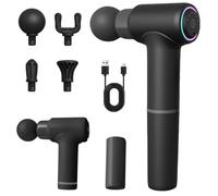 Behogan, massaggiatore portatile 3200 giri/min, pistola da massaggio a manico lungo con 4 testine di massaggio, 6 velocità, ricarica USB-C, regalo rilassante per tutta la famiglia