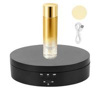 Behogan Piatto girevole elettrico: 13,8 cm, supporto per display elettrico girevole per fotografia, supporto per display elettrico a 360°, piattaforma girevole automatica, 3 velocità, ricarica USB