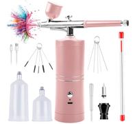Behogan Set aerografo portatile con compressore, set aerografo, set di compressori portatili, aerografo senza fili, con compressore, mini aerografo a doppia azione manuale per pittura, tatuaggi, nail