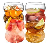 Behogan Set di 4 bicchieri da caffè, 380 ml, in vetro, per cappuccino, latte, tè freddo, iced americano e latte (trasparente)