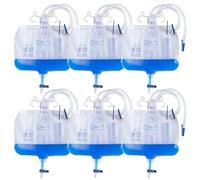 Behogan Set di 6 tasche per urina da 2000 ml, tasche per gambe, sistema di drenaggio urinario, tasche per urina da 2000 ml, con valvola antiriflusso e scarico a T, tasche di drenaggio urinario con