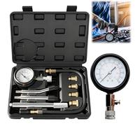 Behogan Tester di compressione, tester di compressione benzina, tester di compressione con 4 adattatori, 0-20 bar/0-300 psi, tester di pressione M10 M12 M14 M18 per auto camion