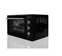 Behome Forno Elettrico 30 litri | Ventilato, Smaltato, Autopulemte | Temperatura fino a 320° Doppio Vetro con Luce Interna e Timer 2 Teglie e 1 Griglia (Nero)