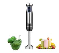 BEHOME Frullatore a Immersione | Mixer a Immersione in Acciaio Inox 800W | Minipimer Nero 8 Velocità con Luce Led