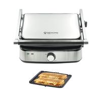 BEHOME Griglia Elettrica Antiaderente in Ghisa con Piastre Removibili 2000W | Griglia Elettrica Barbecue Temperatura Regolabile e Vaschetta Raccogli Grasso