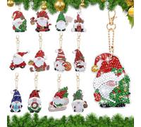 behone 12 pezzo portachiavi natalizi fatti a mano,Strass ciondolo full drill,Pittura diamante portachiavi,Appesi agli alberi di Natale, scatole regalo