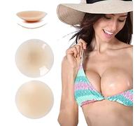 behound Invisible Lifting Upright Breathable Comfortable Nipples, Reusable Multi Skin Colors Sticky Silicone Adhesive Nipple Covers (A-B Cups(2.75in),Natural Skin)