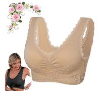 behound Kendally Bra - Comfy Corset Bra Front Cross Side Buckle Lace Bras with Removable Pad, Kendally Bras for Older Women (L,Skin Tone)