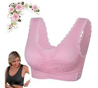 behound Kendally Bra - Comfy Corset Bra Front Cross Side Buckle Lace Bras with Removable Pad, Kendally Bras for Older Women (M,Pink)