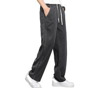 behound Men's Ice Silk Breathable Wide-Leg all-Match Casual Pants, Men's Straight Pants Summer Ice Silk Trousers (4XL,Black)
