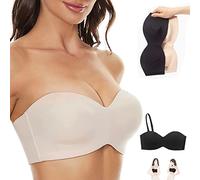 behound Nakans Full Support Non-Slip Convertible Bandeau Bra, Nakans Push Up Plus Size Strapless Bra for Big Busted Women (42/95E,Skin)