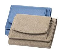 behound New Genuine Leather Rfid Blocking Card Holder Organizer Pocket Mini Wallet,Preliminaryt-Premium Leather Wallet for Men,Anti-Credit Card Fraud Folding Mini Wallet organizer (Blue+Grey)