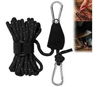 behound Portable Adjustable Fix Tent High Strength Fast Release Pulley Camping Rope, Camping Tent Adjustable Rope Buckle, Adjustable Rope Hanger Tent Lanyard Pulley Rope (L,Black)