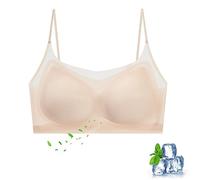 behound Summer Seamless Ultra-Thin Plus Size Ice Silk Comfort Bra - Lady Plus Size Lightly Push Up Sports Bra (2XL,Apricot)