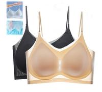 behound Windy Bra Seamless Ultra Thin, Breathable Ice Silk Lifting Bra for Women, Maracharm Windy Bra (L,Black+Skin)