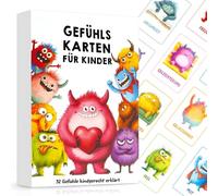 Beibeijia 32 carte sentimentali per bambini, carte di mostro sensazionale come routine, gioco di carte per bambini forti, carte emozioni per autoregolazione e una buona sensazione, favorisce lo