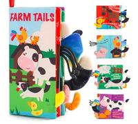 beiens Libro Sensoriali Neonati 0 3 6 mesi, con Specchio & 8 Code Animali da Fattoria Libri Neonato Educativi, Libri di Stoffa per Neonati, Regalo Neonato Maschio